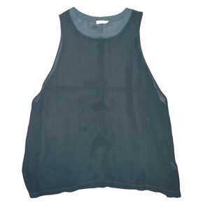 Lacausa Oversized Dad’s Sheer Chiffon Shirt with Cotton Trim Teal Size XS